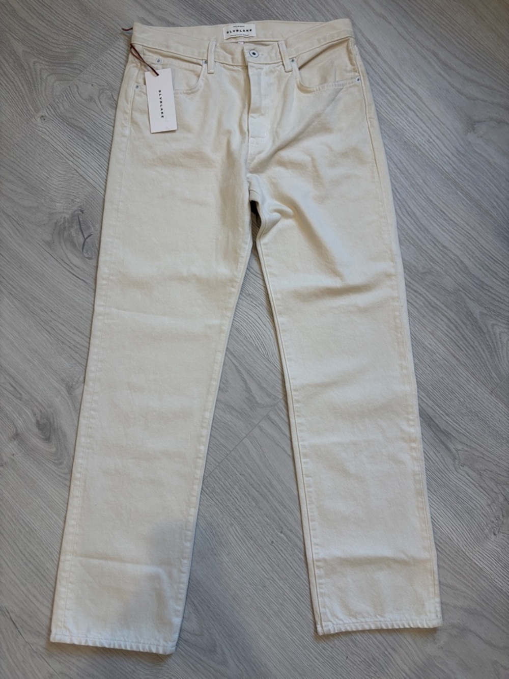 Silverlake Sophie Long Women’s Straight Leg Jeans in Off-White